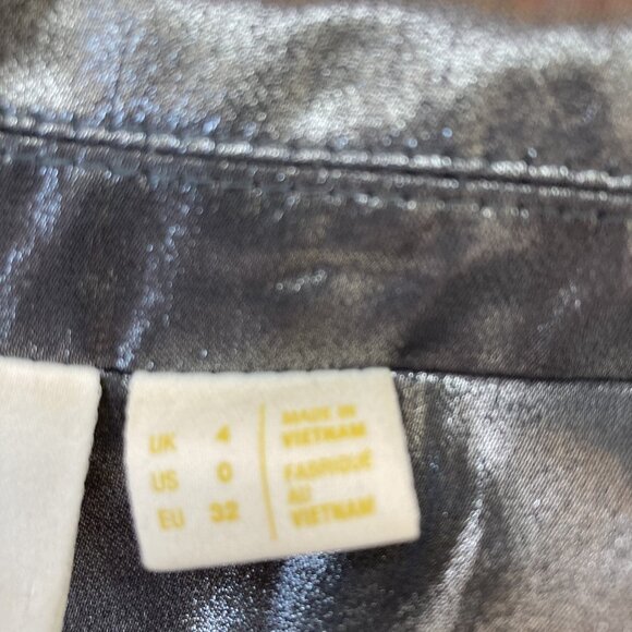 Anthropologie Maeve Slinky Silver Metallic Trench Coat Style Jacket Sz. 0 - Picture 7 of 8